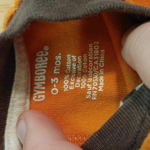GYMBOREE Orange with Grey and Brown Stripes Raccoon Jumpsuit - Picture 2 of 2